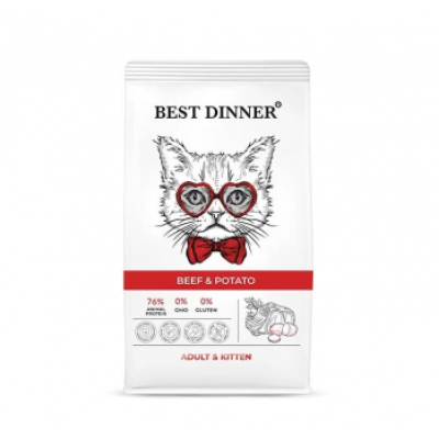 Для кошек и котят Best Dinner Говядина/картофель 1.5кг
