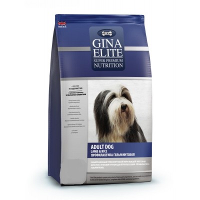 Корм сухой для собак с ягненком и рисом профилактика гельминтозов Gina Adult Dog Elite 15 кг