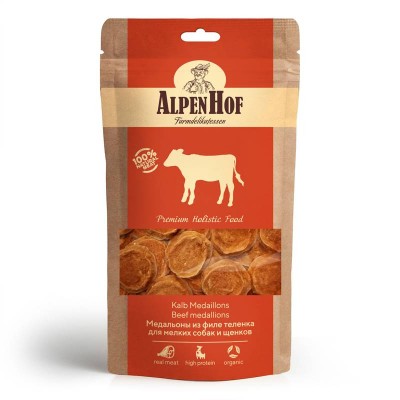  AlpenHof Лакомство для мелких собак и щенков Медальоны из филе теленка 50 г