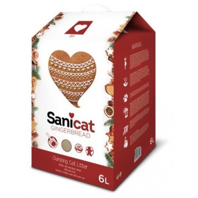 Комкующийся наполнитель с ароматом имбирного пряника, лимитированная серия Sani Cat Gingerbread 6 л