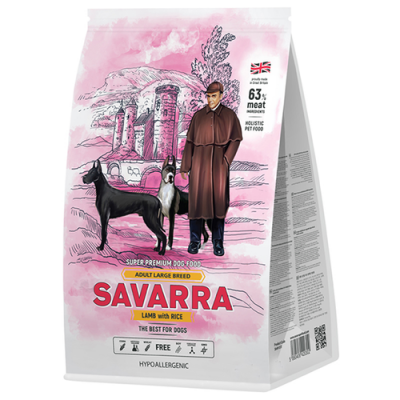 Сухой корм для взрослых собак крупных пород с ягненком и рисом Savarra Adult Dog Large Breed 3 кг