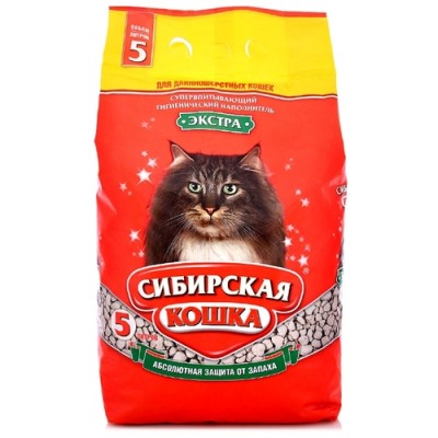 Впитывающий наполнитель для длинношерстных кошек Сибирская кошка Экстра 2,7 кг