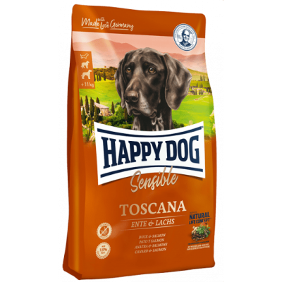 Сухой корм для собак с уткой и лососем Happy Dog Toscana 12,5 кг