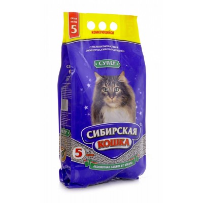 Наполнитель крупные гранулы Сибирская кошка Супер 5 л
