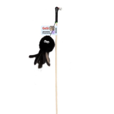 Игрушка для кошек Махалка натуральная норка этикетка флажок GoSi Осьминог 50 см