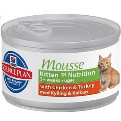 Консервы для котят нежный мусс с курицей и индейкой Hills Kitten 1st Nutrition Mousse 85 г