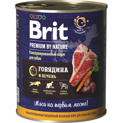 Консервы для собак с говядиной и печенью Brit Premium by Nature Read Meat & Liver 850 г