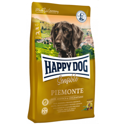 Беззерновой корм для собак средних пород с уткой, рыбой и каштан Happy Dog Piemonte 1 кг
