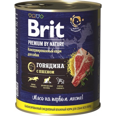 Консервы для собак с говядиной и пшеном Brit Premium by Nature Beef & Millet 850 г