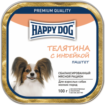 Паштет для собак Happy Dog Телятина с индейкой 100 г