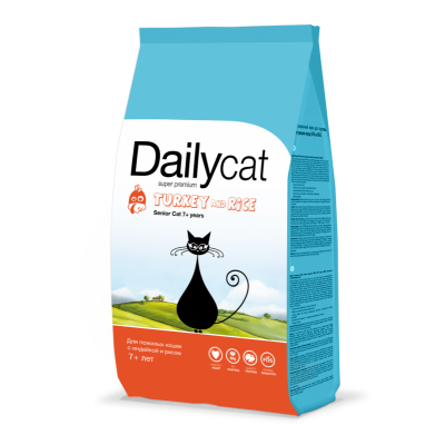 Сухой корм для пожилых кошек с индейкой Dailycat SENIOR Turkey & Rice 10 кг