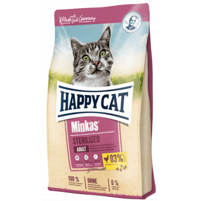 Сухой корм для стерилизованных кошек и кастрированных котов с пт Happy Cat Minkas Sterilised 500 г