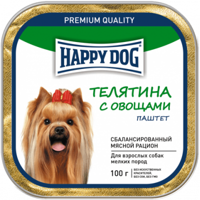 Паштет для собак Happy Dog Телятина с овощами 100 г