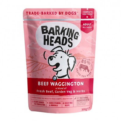 Паучи для собак с говядиной "Вуф-строганов" Barking Heads Beef Waggington 300 г