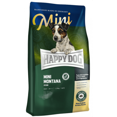 Беззерновой корм для мелких пород с кониной и картофелем Happy Dog Mini Montana 1 кг
