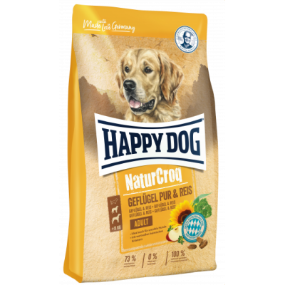 Сухой корм для взрослых собак с птицей Happy Dog NaturCroq Gefluegel Pur&Reis 15 кг