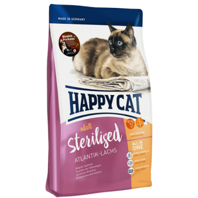 Сухой корм с лососем для стерилизованных кошек Happy Cat Sterilised Atlantik-lachs 10 кг