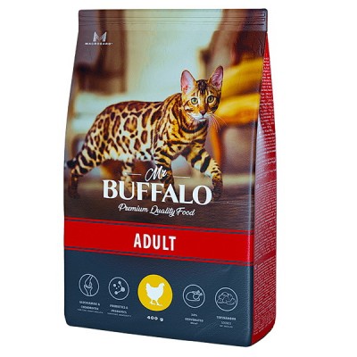 Корм для кошек живущих в помещении с курицей Mr.Buffalo ADULT 400 г