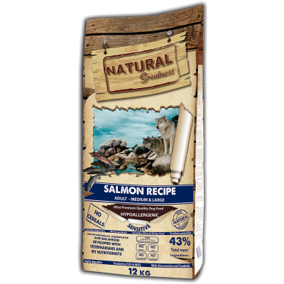 Сухой корм для собак Natural Greatness Salmon Recipe Sensitive Adult Medium & Large 12 кг