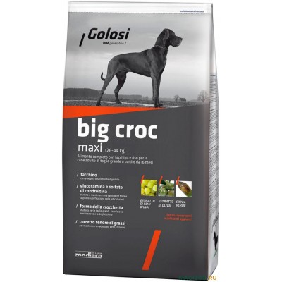 Корм для взрослых собак крупных пород с индейкой и рисом Golosi Big Croc Maxi 12 кг