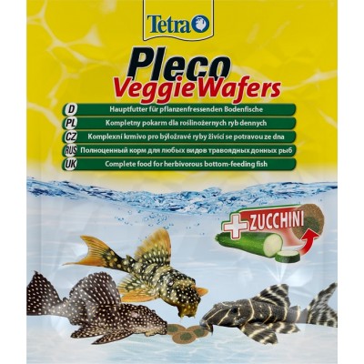 Корм-пластинки с добавлением цуккини для донных рыб Tetra Pleco Veggie Wafers 15 г