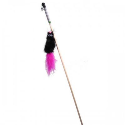 Игрушка для кошек Махалка с хвостом перо на веревке GoSi Мышь 60 см