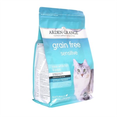 Корм беззерновой для взрослых кошек с деликатным желудком или чувствительной коже Arden Grange Adult Cat Sensitive 2 кг