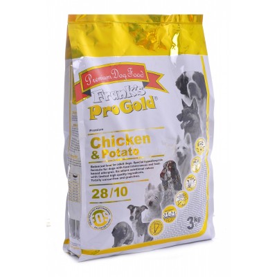 Корм для собак беззерновой: с курицей и молодым картофелем Franks ProGold Chicken&Potato 28/10 15 кг