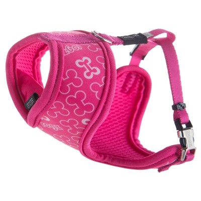 Шлейка-манишка для собак малых пород "Розовые косточки" Rogz Fabric Harness XS