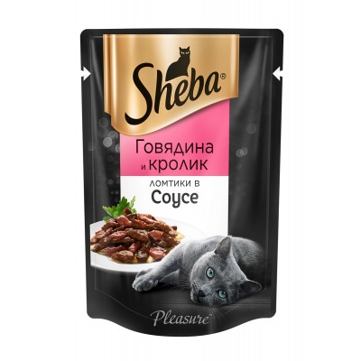 Консервы для кошек паучи Sheba Pleasure ломтики в соусе, говядина и кролик 85 г