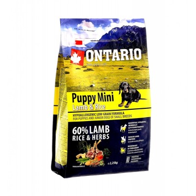 Корм для щенков малых пород с ягненком и рисом Ontario Puppy Mini Lamb&Rice 750 г