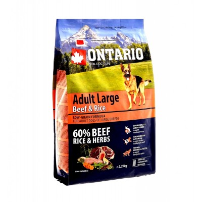 Корм для собак крупных пород с говядиной и рисом Ontario Adult Large Beef&Rise 2,25 кг