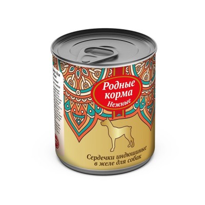 Консервы для собак, сердечки индюшиные в желе Родные корма Canned Turkey Hearts 240 г