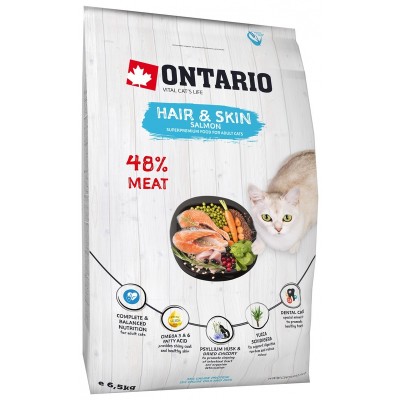 Корм для здоровья кожи и шерсти кошек с лососем Ontario Cat Hair&Skin 2 кг