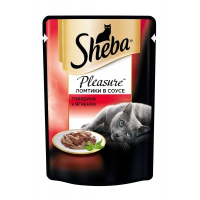 Консервы для кошек паучи Sheba Pleasure ломтики в соусе, говядина и ягненок 85 г