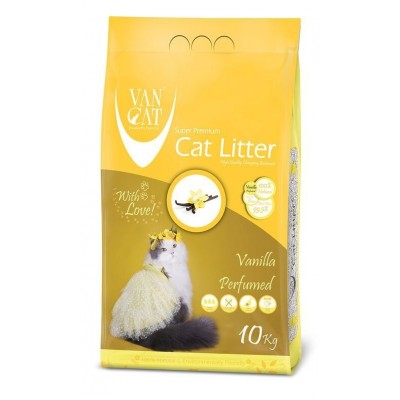 Комкующийся наполнитель без пыли с ароматом ванили, пакет Van Cat Vanilla 10 кг