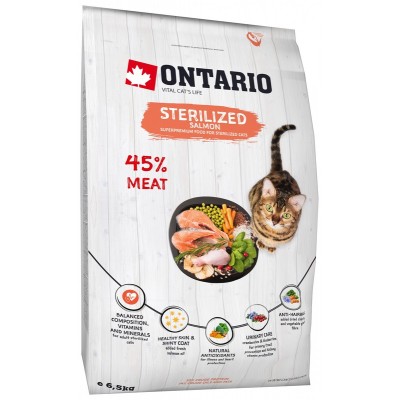 Корм для стерилизованных кошек с лососем Ontario Cat Sterilised Salmon 2 кг