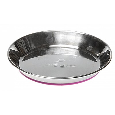 Миска с противоскользящим дном "Anchovy" , розовая Rogz Less Steel Cat Bowl S