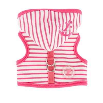 Жилет-шлейка в полоску с якорем, с капюшоном, розовый Pinkaholic Matelot Pinka Harness L