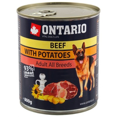 Консервы для собак: говядина и картофель Ontario Beef, Potatos, Sunflower Oil 800 г