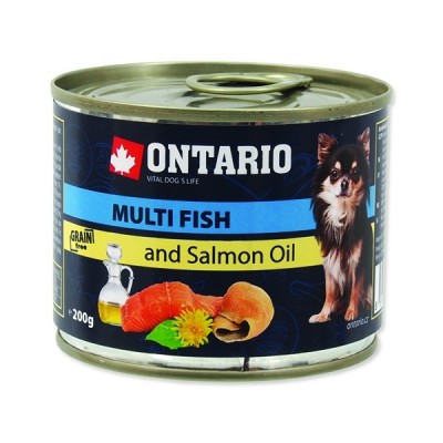 Консервы для собак: рыбное ассорти Ontario Mini Multi Fish&Salmon oil 200 г