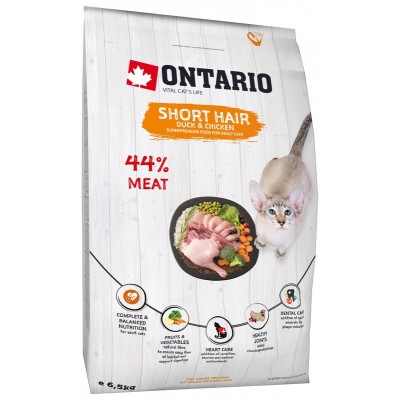 Корм для короткошерстных кошек с курицей и уткой Ontario Cat Shorthair 2 кг