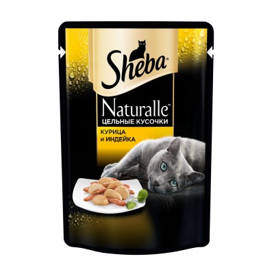 Консервы для кошек паучи Sheba Naturalle цельные кусочки, курица и индейка 80 г