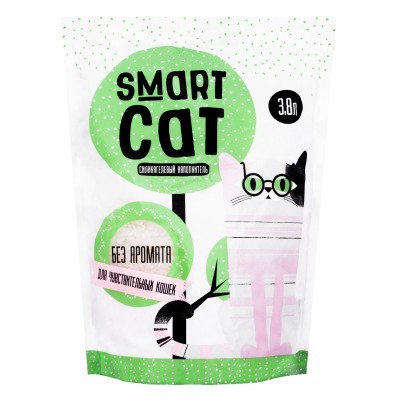 Силикагелевый наполнитель для чувствительных кошек Smart Cat Без аромата 3,32 кг