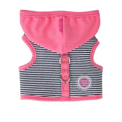 Жилет-шлейка в ч/б полоску, с розовым капюшоном Pinkaholic Harper Pinka Harness S