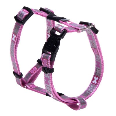 Светоотражающая шлейка для щенков, розовая Rogz H-Harness XS