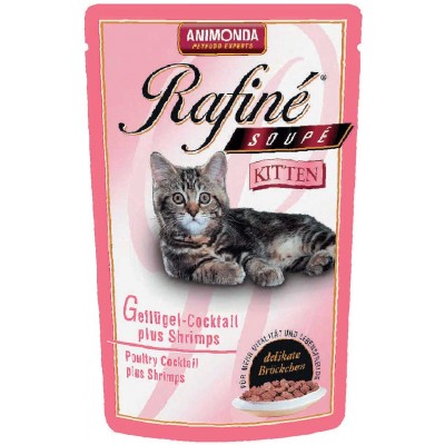 Паучи для котят "Коктейль из мяса домашней птицы и креветок" Animonda Rafin & Soup & Kitten 100 г