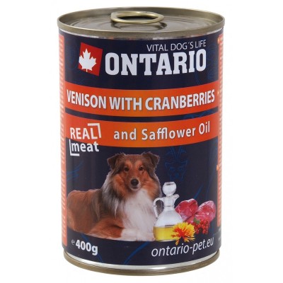 Консервы для собак: оленина и клюква Ontario Venison, Cranberries, Safflower Oil 400 г