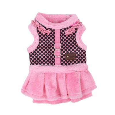 Платье-шлейка из иск.меха с жилетом в горошек, розовый Pinkaholic Imperial Flirt Harness M