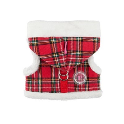 Жилет-шлейка с капюшоном "Санта", красная клетка Pinkaholic Santa Pinka Harness/checke red M